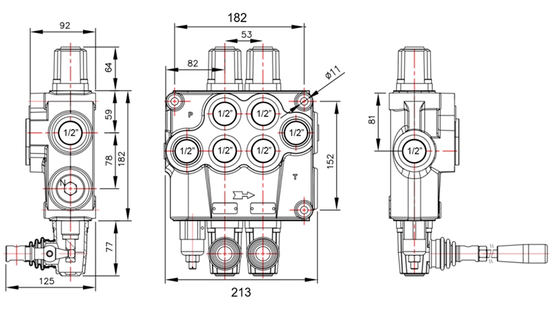 RĘCZNY ZAWÓR HYDRAULICZNY MONOBLOK 2xP120