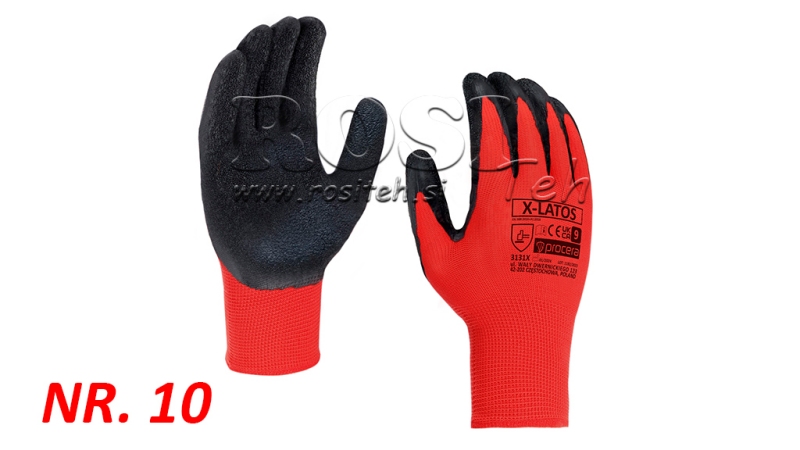 LATEX-BELAGDA HANDSKAR - STORLEK 10