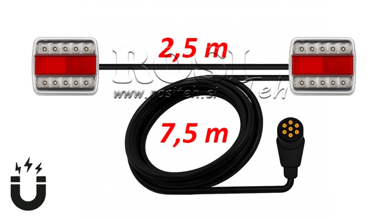 LED MAGNETISK LAMPSET MED KABEL 7.5M+2.5M