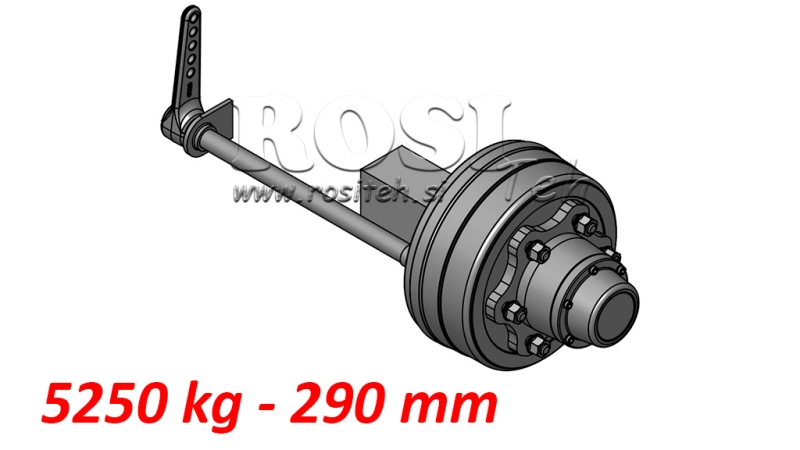 HALBAKSEL MIT BREMSE 5.250 KG L.290 MM