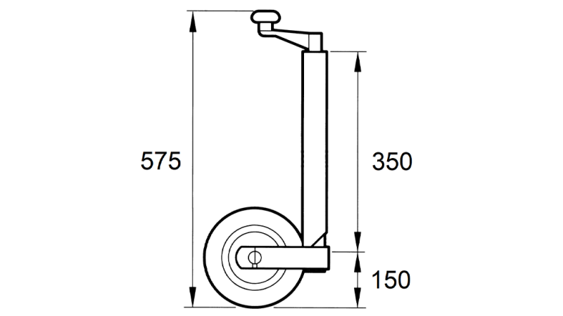 GWINTOWANY STOJAK Z KOŁEM DO PRZYCZEP 220MM 150KG