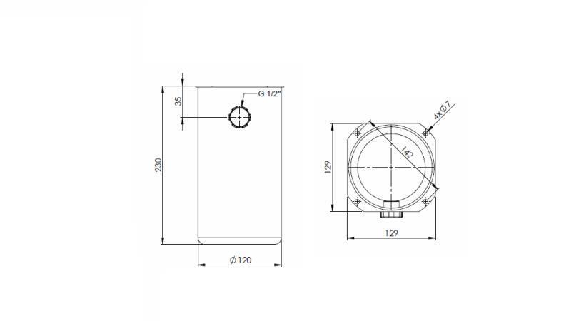 METALLRESERVOAR ROLL PP 2 LITER - dimensioner