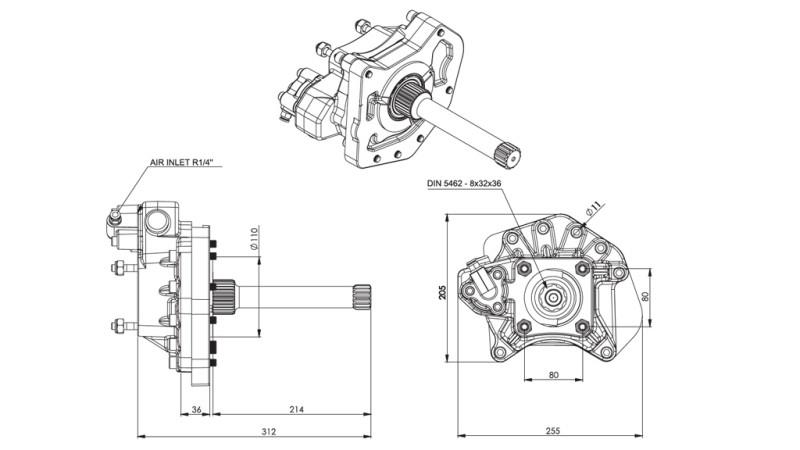 Dimensioner HYDRAULIKPUMP DRIVNING - MERCEDES ACTROS A