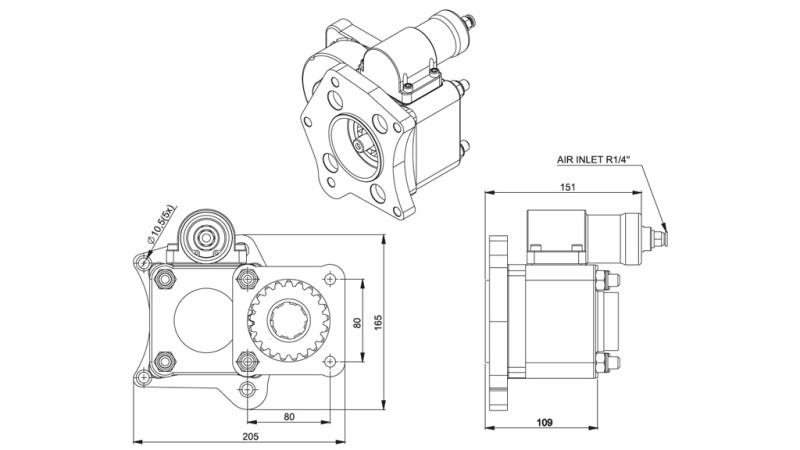 MITAT HYDRAULISEN PUMPUN ULOSTULOLLE - MERCEDES 352-2