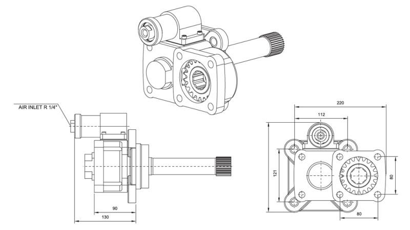 Wymiary WYJŚCIA DLA POMPY HYDRAULICZNEJ - VOLVO SR-1700-2