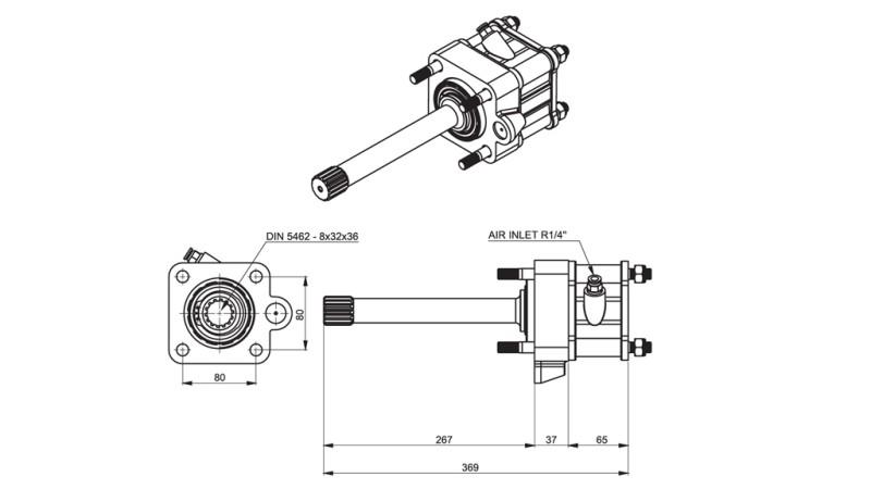 Wymiary WYJŚCIA DLA POMPY HYDRAULICZNEJ - MAN ROTERDAR