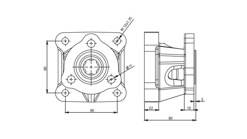 Adapter Wymiary 3X4 DLA POMPY ŻELIWNEJ