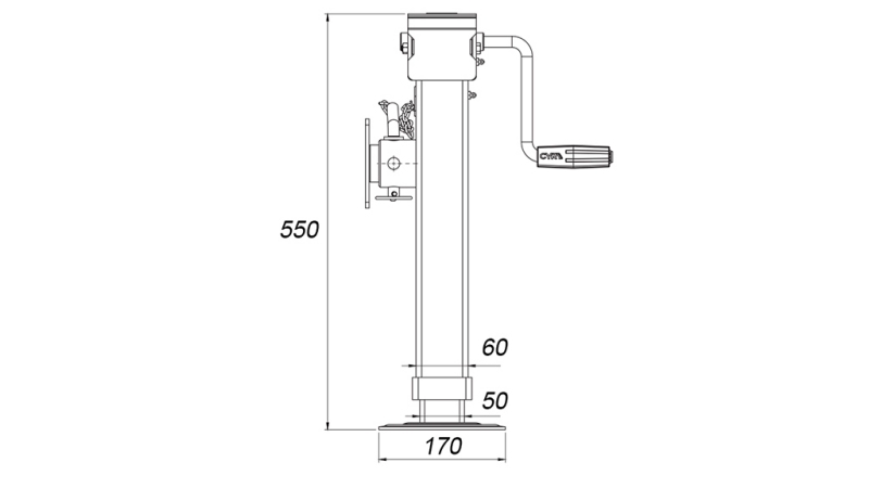 PIE DE SOPORTE ROSCADO CON FLANGE 350mm - 1.000kg