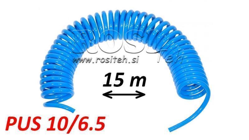 PUS 10/6.5 15m SIN ENSAMBLAR MANGUERA ESPIRAL AZUL DE AIRE