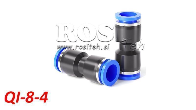 CONECTOR REDUCTOR RECTO DE ENCHUFE NEUMÁTICO TPA SIN ROSCA QI-8-4