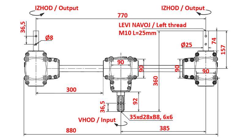 VÄHENTIMIEN SETTI 1:1.35 (22HP-16kW) TRIPLE VAIHTEELLE L:770