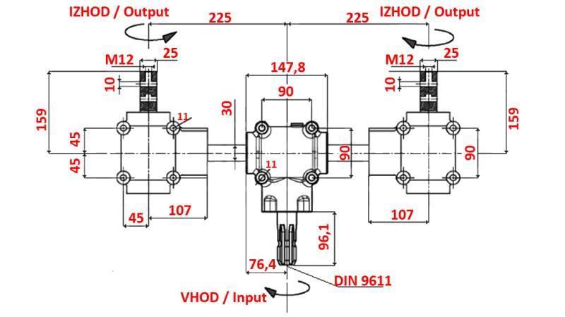 VÄHENTÄJIEN SETTI 1:1.3 (27HP-20kW) LEVITTIMELLE L:450 VALURAUTA