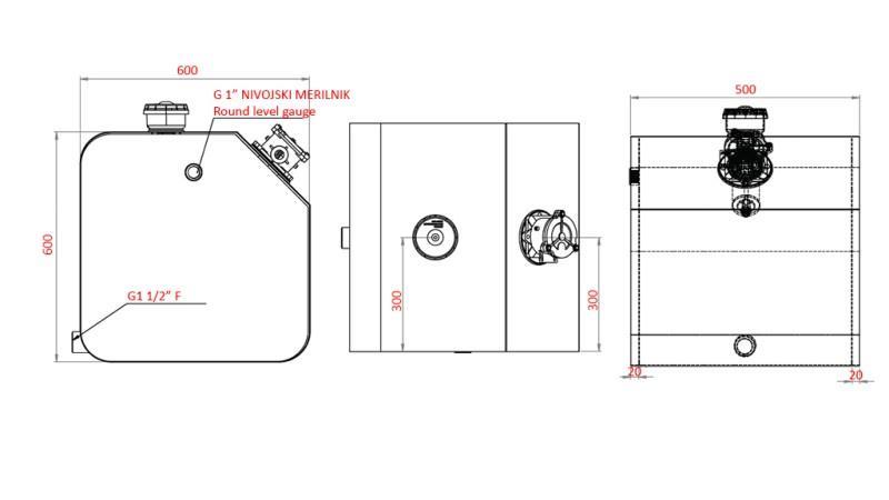 METALOWY ZBIORNIK GÓRNY 150 Lit 600x600x500mm