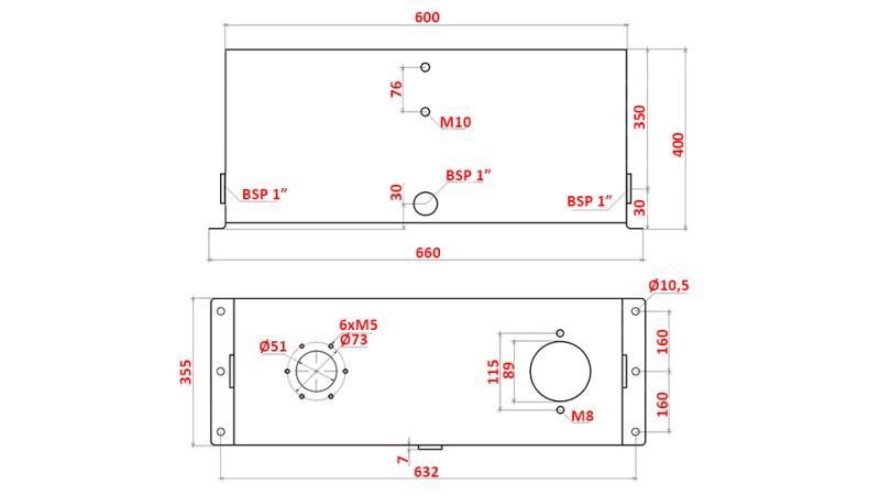 METALOWY ZBIORNIK 75 LITRÓW KOSTKA 400x355x600mm W KOMPLECIE Z WYPOSAŻENIEM