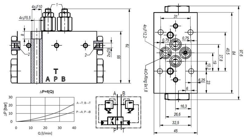 ZAWÓR HYDRAULICZNY MECHANICZNY OBROTOWY DLA SZCZOTKI HLEVSKE CETOP3 4/2 RHA