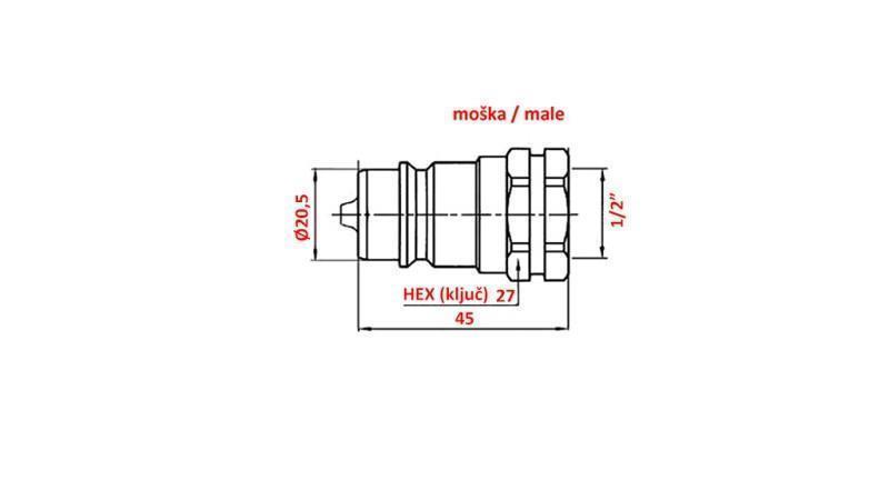 SZYBKOZŁĄCZE TRAKTOR MĘSKI 1/2