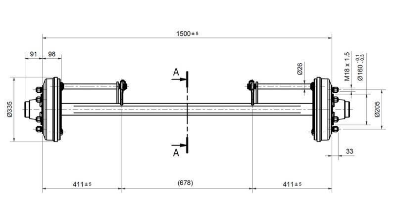 EJE PARA REMOLQUE 4800 kg CON FRENOS (1500 mm)