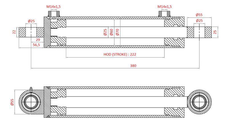 CYLINDER KIEROWNICZY HYDRAULICZNY FIAT-NEW HOLLAND OEM-5134221, 5144124, 5144126, 5143970, 5156718