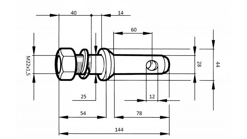 MONTERINGSKEGLE fi28mm MED GEWINDE M 22x1.5