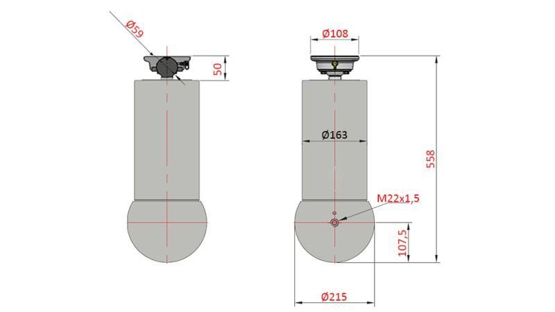 CYLINDER TELESCOPICZNY - MEILLER KIPPER 5 ETAPÓW 175mm - 15 ton skok 1560mm