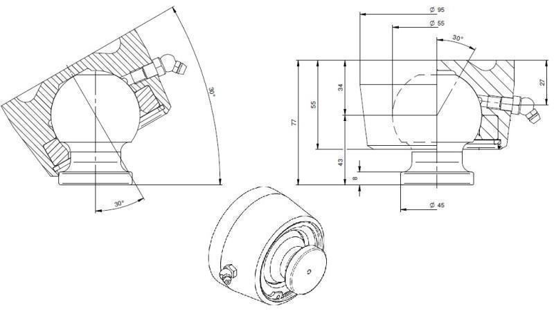 KULA DLA CYLINDRA TELESKOPOWEGO FI 55 max. 15 Ton