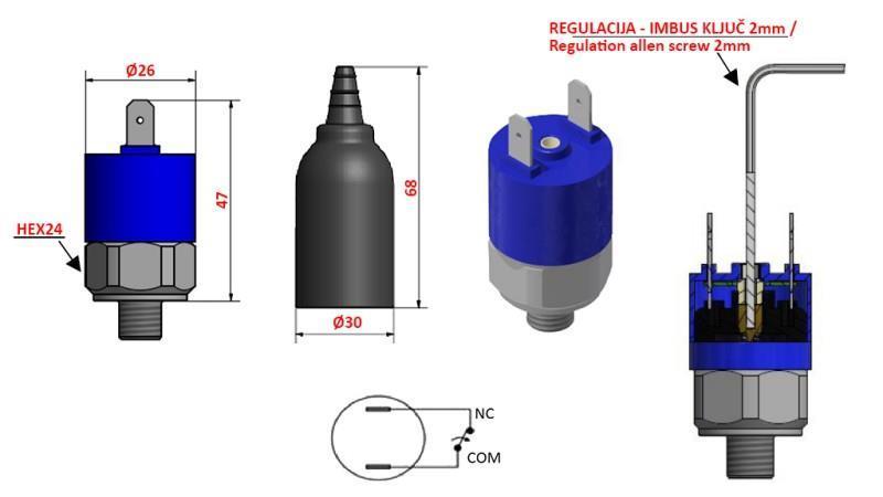 HYDRAULICZNY WYŁĄCZNIK CIŚNIENIA K4 - NC 0.2-2.5 BAR (MAX.25BAR)