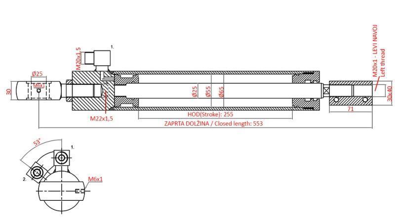 HYDRAULINEN OHJAUSSYLINTERI UTB 445-530
