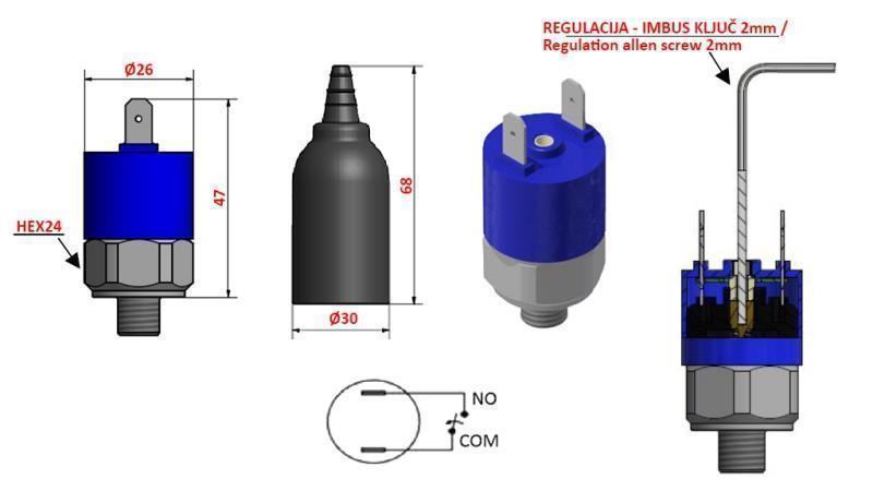 HYDRAULICZNY WYŁĄCZNIK CIŚNIENIA K4 - NO 5-50 BAR (MAX.200BAR)