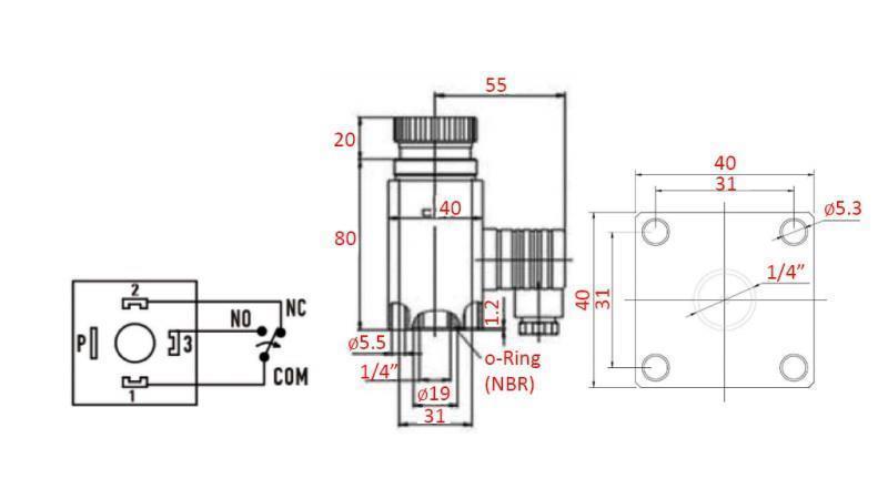 WYŁĄCZNIK CIŚNIENIA HYDRAULICZNEGO K57 30-300 BAR (MAX.500BAR)