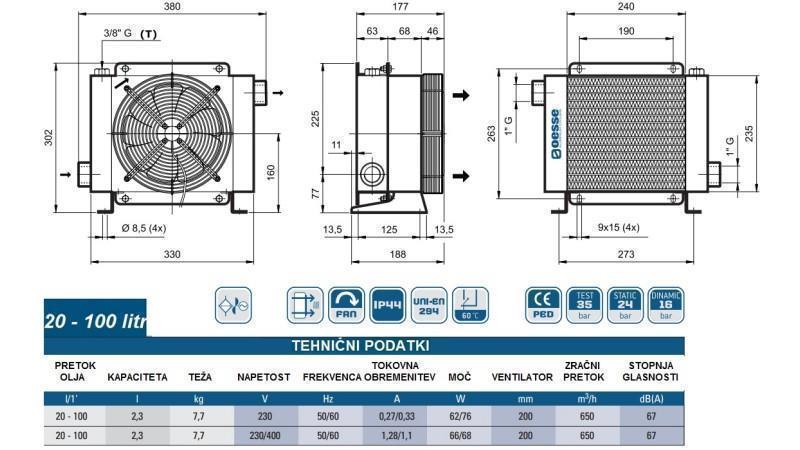 ENFRIADOR DE ACEITE AC 230V HY01801 20-100 LIT