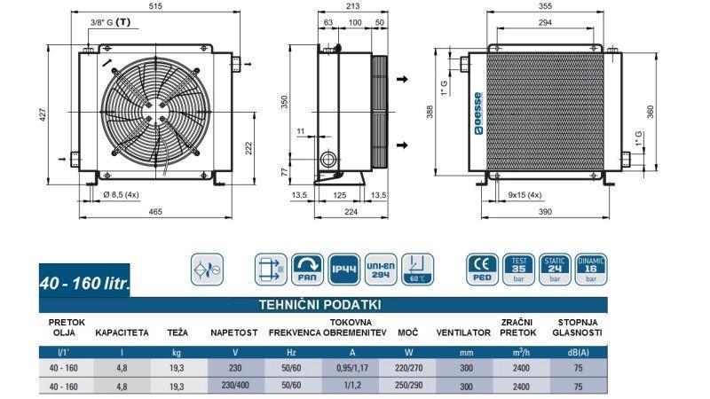 ENFRIADOR DE ACEITE AC 230V HY03801 40-160 LIT