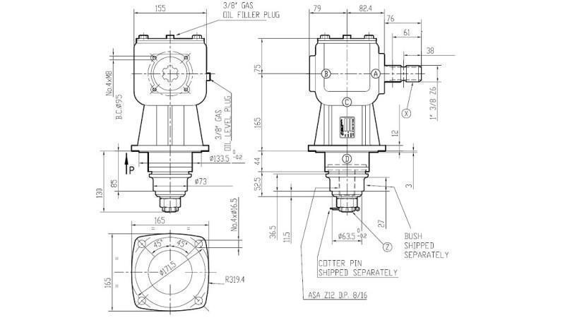 VINKELGEAR LF-205J 1:1.92 (30HK-22kW)