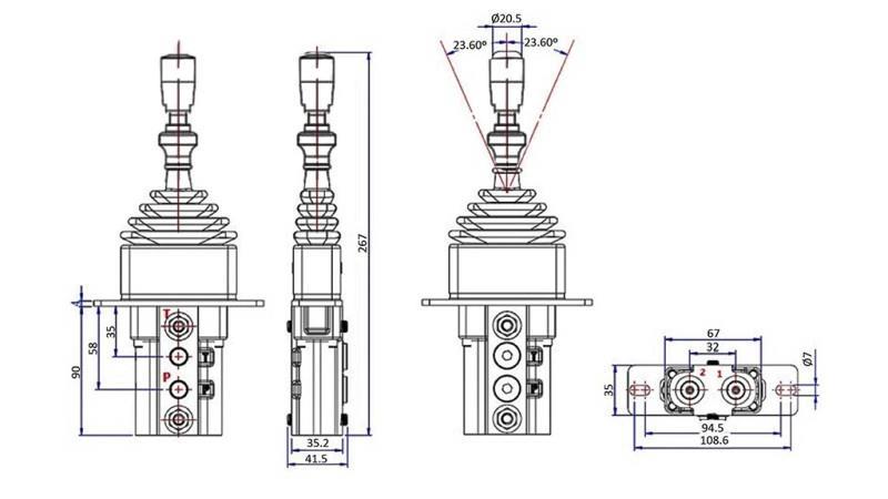 JOYSTICK HYDRAULICZNY Z ZAMKIEM