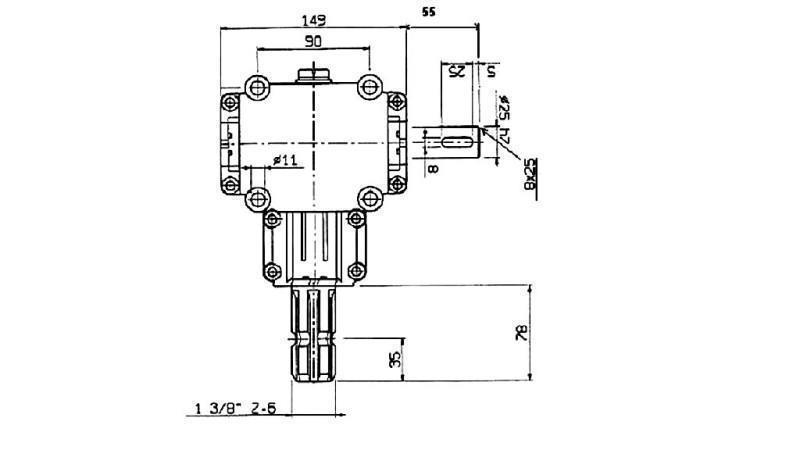 REDUKTOR KĄTOWY PTO 1:1.9 (14HP-10kW)