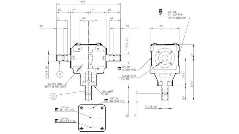 REDUCTOR DE ÁNGULO T-27J 1:1 (55HP-40.4kW)
