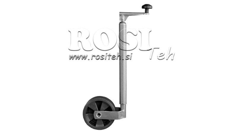 NOGA WSPORCZA GWINTOWANA Z KOŁEM DO PRZYCZEP 190MM 75KG