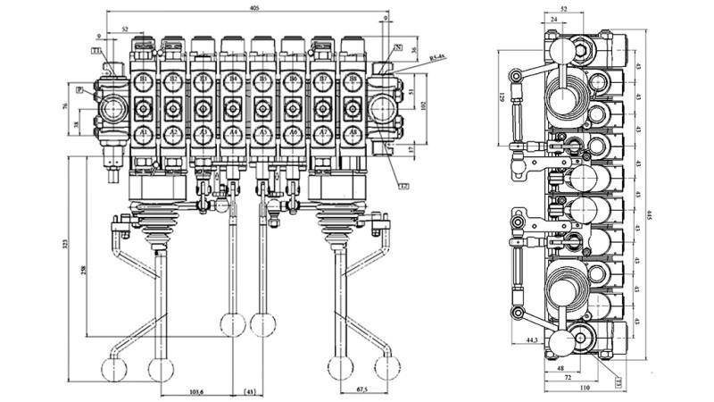 HYDRAULICZNY ZAWÓR HIAB 8xPC70   2X EURO JOYSTICK 3 POS