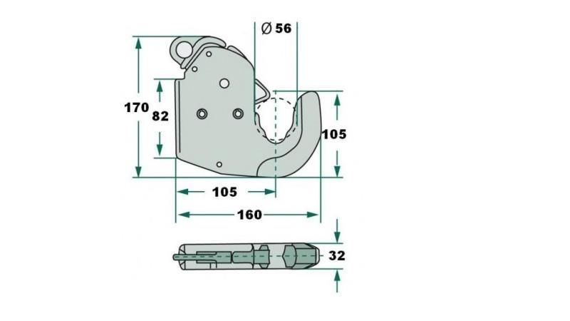 AUTOMATYCZNY HAK DO HITCH TRAKTORA HYDRAULIKA KAT.2S ECO - wymiary
