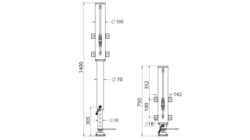 HYDRAULICZNA NOGA DWUKIERUNKOWA 500mm - 7.000kg