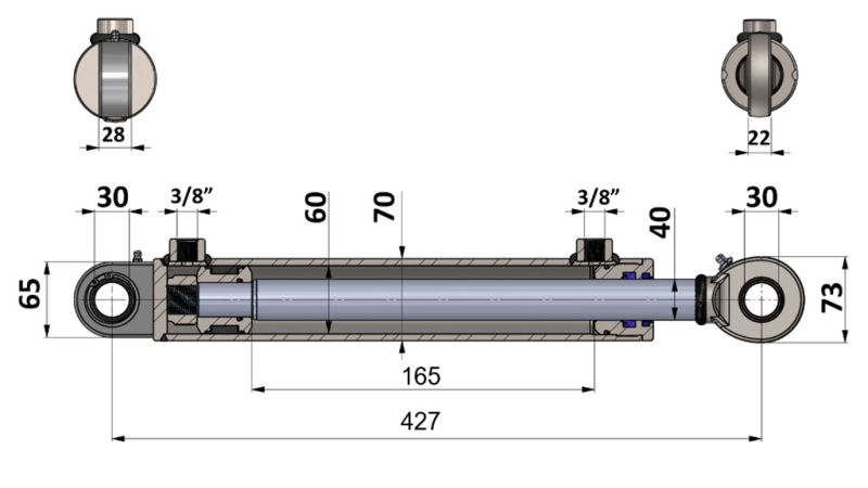 SIŁOWNIK HYDRAULICZNY 60/40-165 Z ZAWOREM PRZEŁĄCZAJĄCYM – PŁUG DO UPRAWY GLEBY