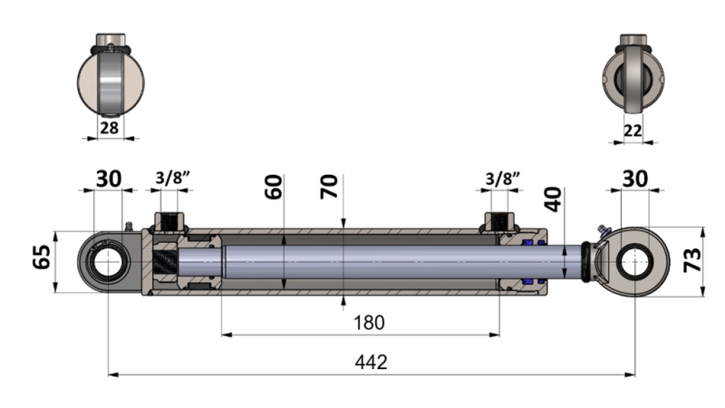SIŁOWNIK HYDRAULICZNY 60/40-180 Z ZAWOREM PRZEŁĄCZAJĄCYM – PŁUG DO UPRAWY GLEBY