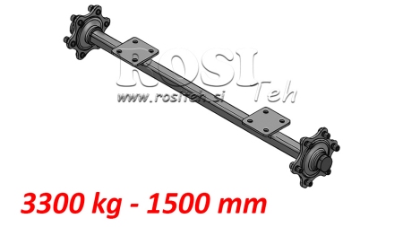 AXEL FÖR SLÄP 3300 KG UTAN BROMS (1500 MM) MED MONTERINGSPLATTA