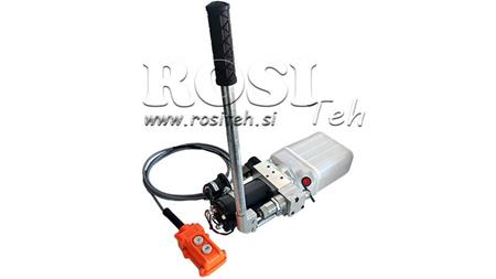 MINI AGREGAT HYDRAULICZNY 24V DC - 0.8kW = 0.5cc - 1.5 lit - jednostka jednofazowa (PVC) z pompą ręczną