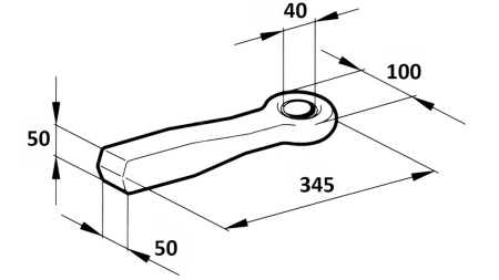 KIINTEÄ HINAUSKOUKKU FI40 50X50 L370 - 6000KG/1000KG