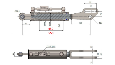 2TON. HYDRAULICZNE CIĘGNO GÓRNE POINT 60/40-100 (450MM-550MM)