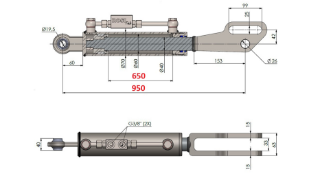 2TON. HYDRAULICZNE CIĘGNO GÓRNE POINT 60/40-300 (650MM-950MM)