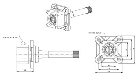 Wymiary WYJŚCIA DLA POMPY HYDRAULICZNEJ - VOLVO SR-1700-1