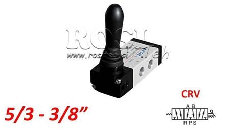 VÁLVULA MANUAL NEUMÁTICA 5/3 3/8 PRT-1053-CRV RETORNO CON RESORTE