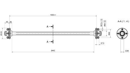 AKSELIT TRAILERILLE 950KG ILMAN JARRUA (1000 MM)