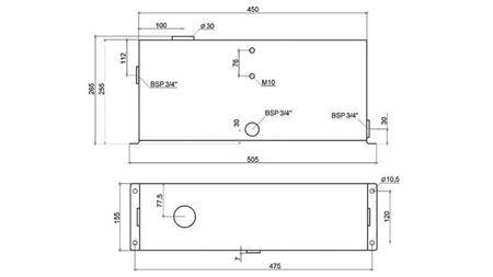 METALLIRESERVOAARI 12 LITRAA KUBI 255x120x450mm VARUSTETTUNA